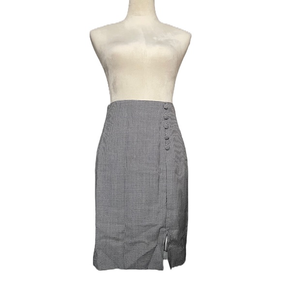 VTG Button Decor Houndstooth Skirt - Picture 2 of 14